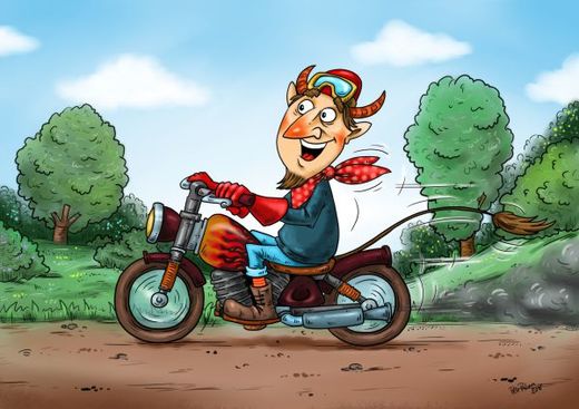 Čert na motorce ilustrace Petr Palma.jpg