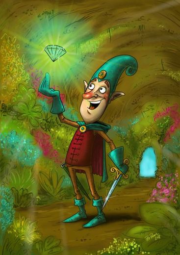 Skřítek v jeskyni ilustrace Petr Palma.jpg