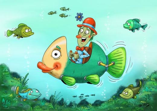 Vodník v rybce ilustrace Petr Palma.jpg